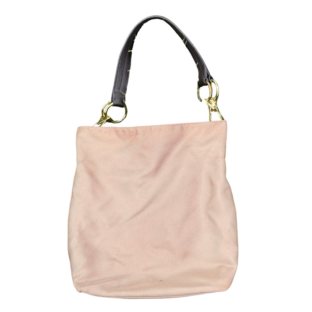 JPK Paris 75 Champagne Tan Ballistic Nylon Hobo Shoulder Bag Paisley Lining EUC